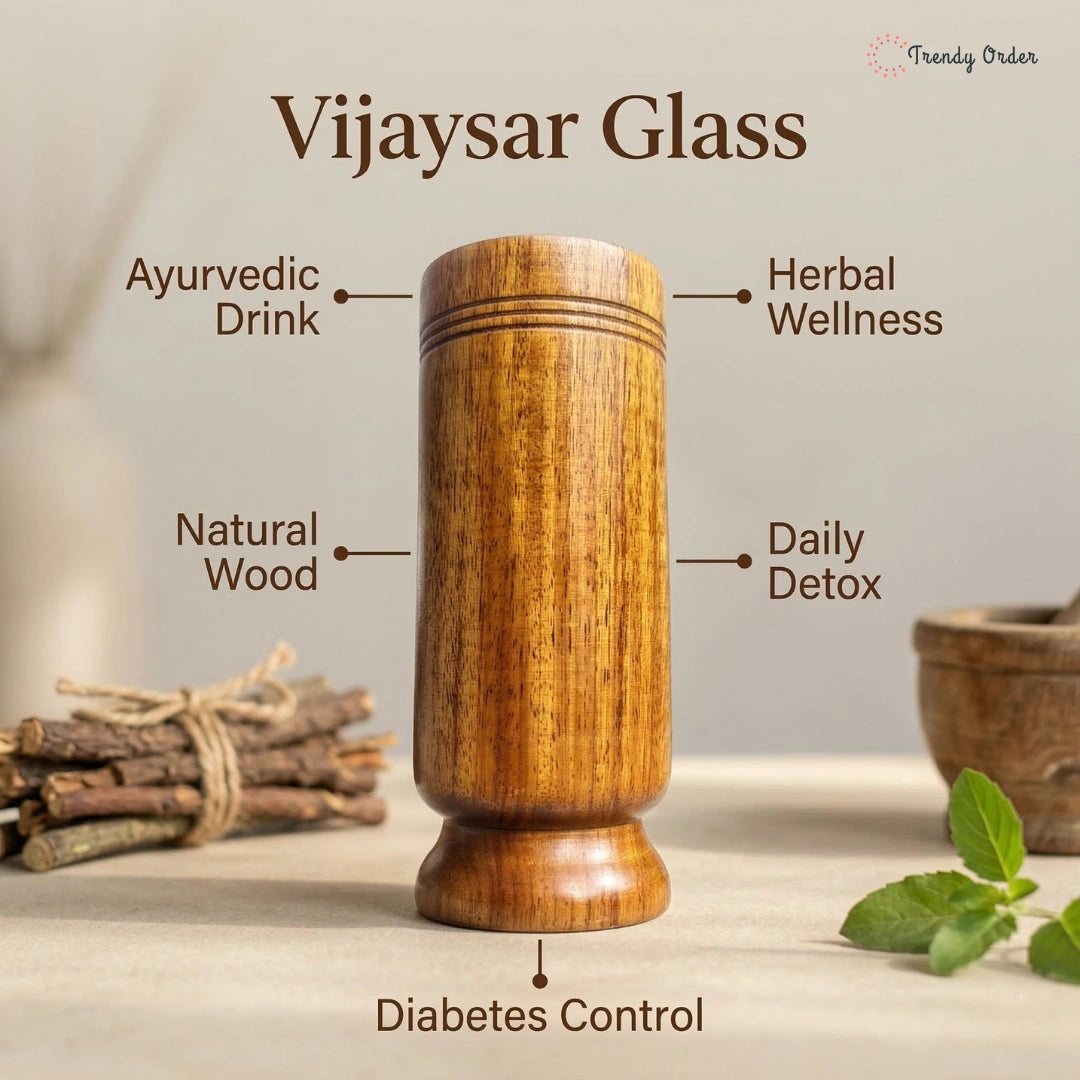 Vijaysar glass wooden tumbler for daily wellness