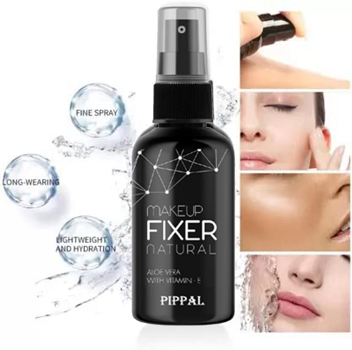 Pippal Beauty Makeup Fixer Natural Dewy Finish with Vitamin E And Aloe Vera Long-Lasting Spray 80ml (Pack of 1)