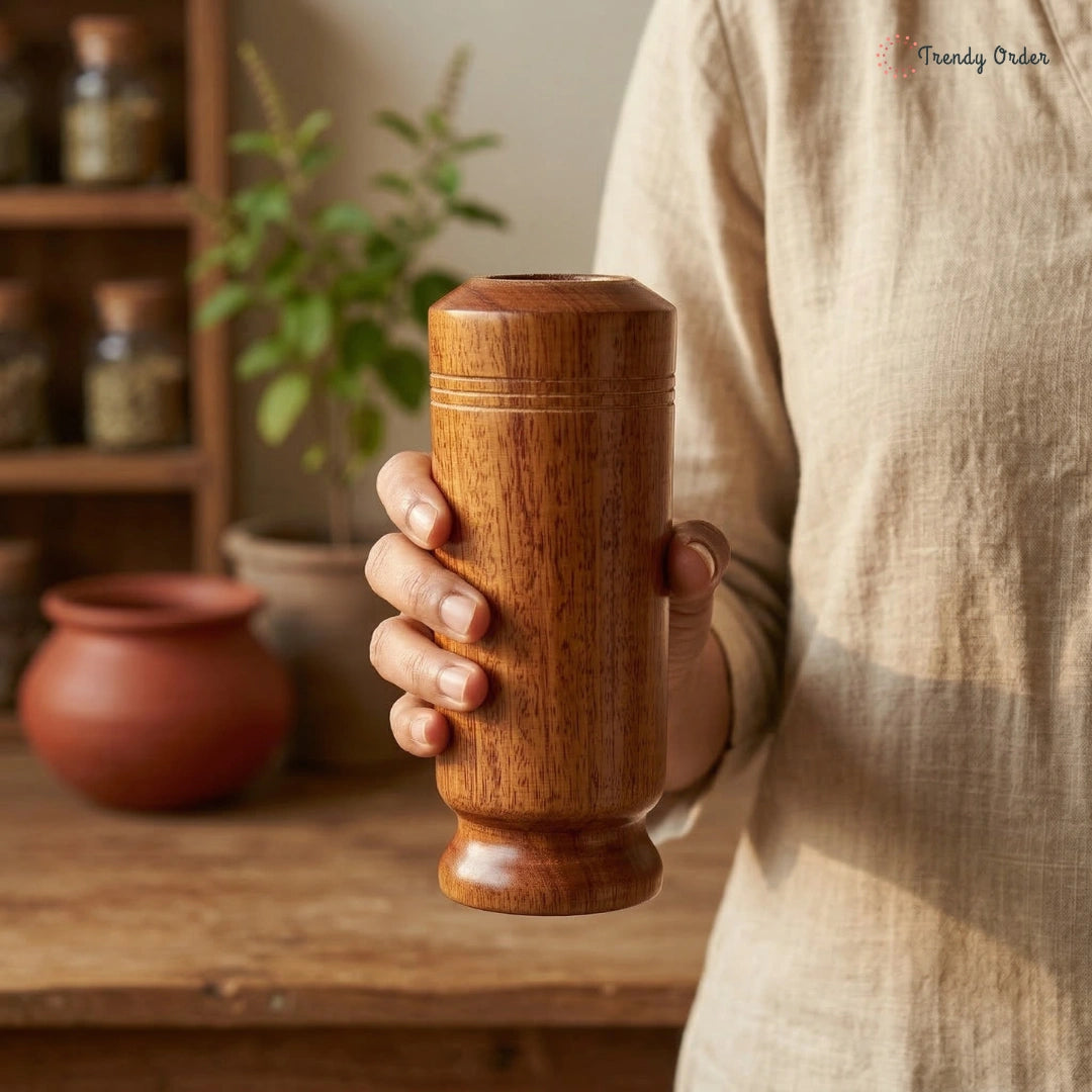 Vijaysar glass wooden tumbler for daily wellness