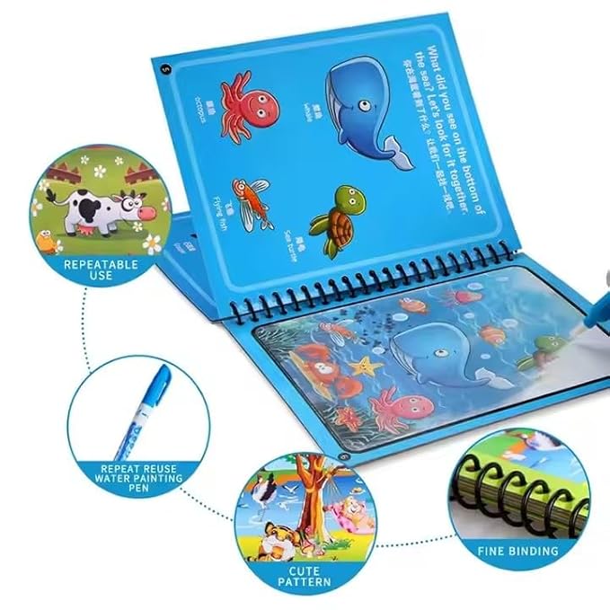 Original Magic Water Coloring Book Set (Pack of 4 books & 4 pens)