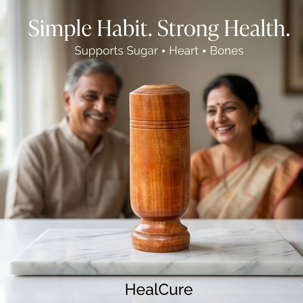 Vijaysar glass wooden tumbler for daily wellness