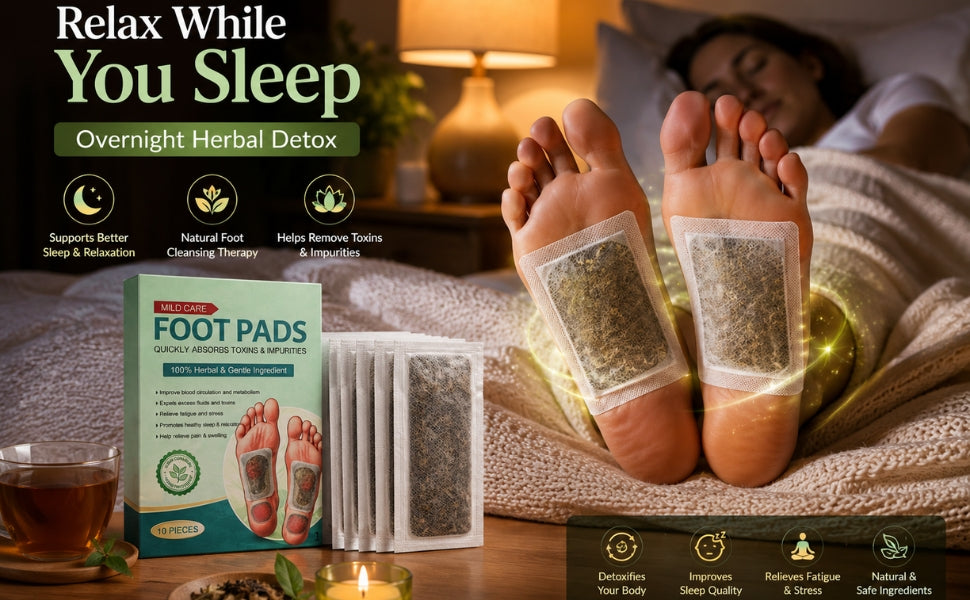 Herbal Detox Bamboo Vinegar Foot Patch with Acupoint Micro-Massage Technology | Overnight Foot Detox Pads for Relaxation, Sleep Support & Daily Wellness (40 PCS - Pack Of 4)