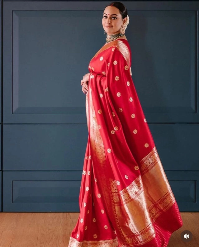 Banarasi Silk Zari Woven Saree for Women (Red, 6.3 m)