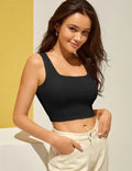 Cotton Blend Solid Top for Women (Black, S)